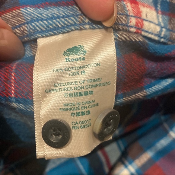 Roots men’s size large plaid button up cotton shirt excellent condition - Picture 2 of 4